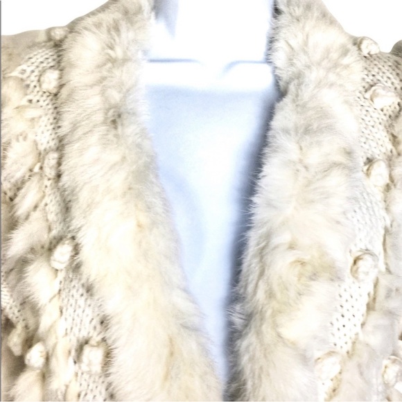 Paris Dreams rabbit fur wool blend cardigan sweater - Picture 3 of 6